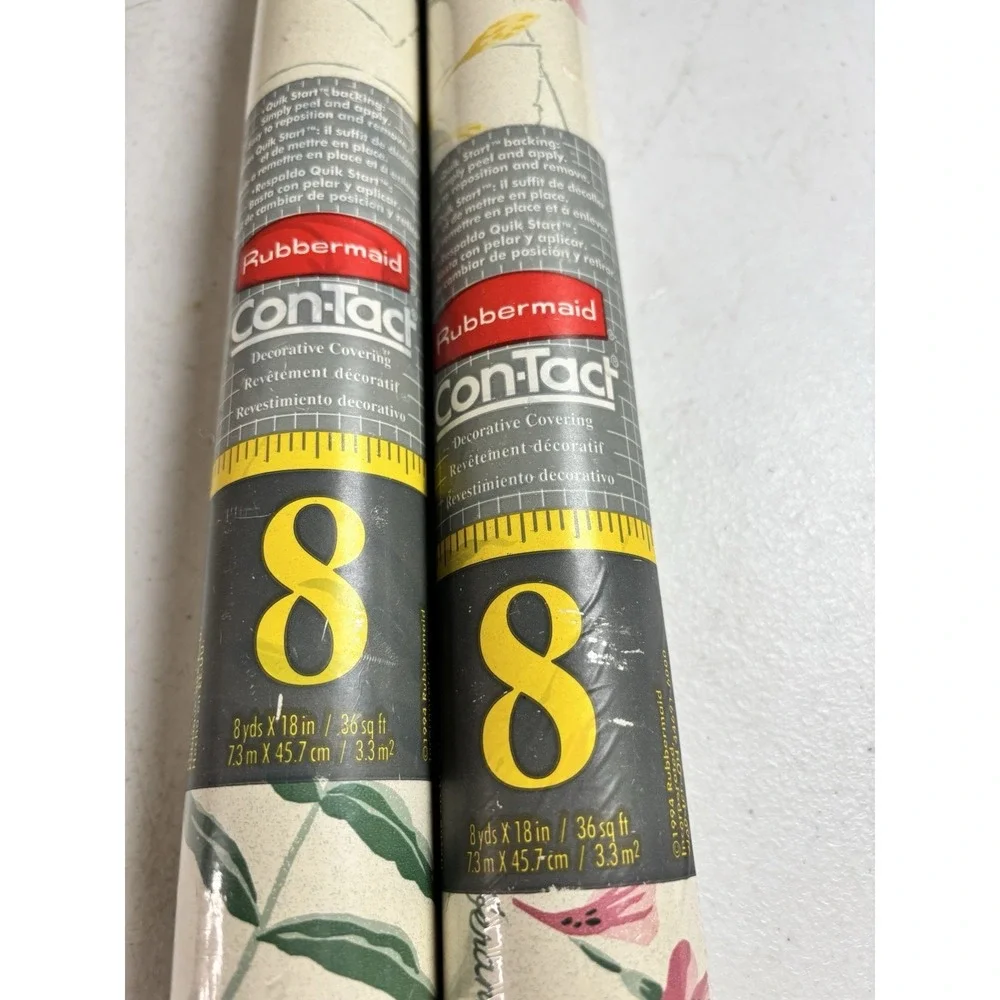 Vtg Rubbermaid Fern & Flower Contact Paper 1994 2 Rolls Each 8yds X 18